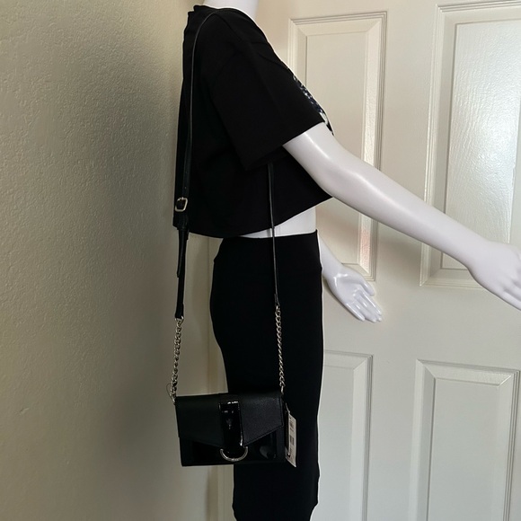 Nine West Pretty Little Things Black Faux Leather shoulder Cross Body bag Purse - Picture 10 of 15